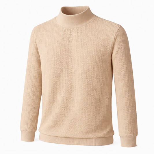 Minimal Waffle Knit Mock Neck Sweater