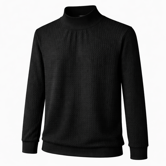 Minimal Waffle Knit Mock Neck Sweater