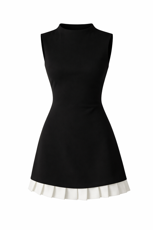 Sleeveless Pleated Hem Dress