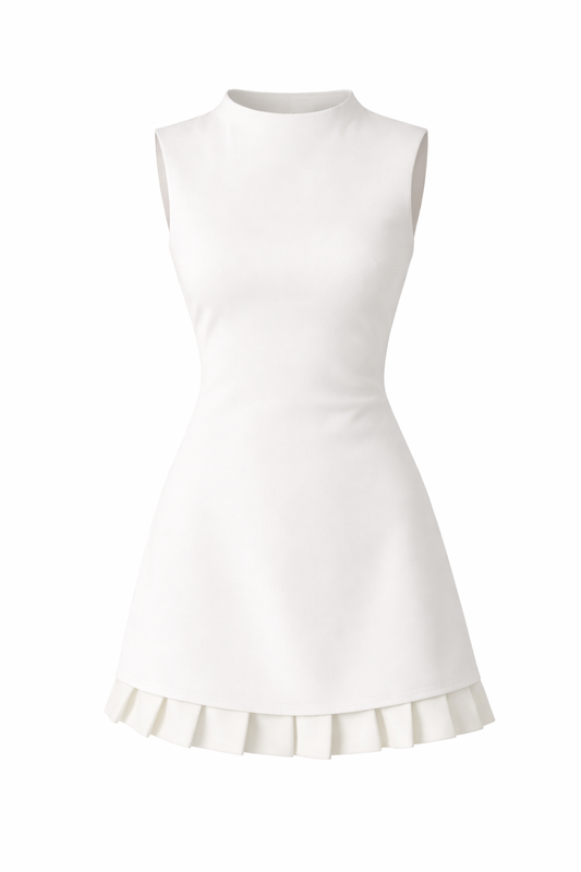 Sleeveless Pleated Hem Dress