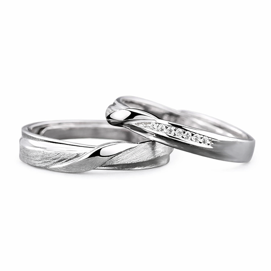 Twisted Silver Wedding Band Set