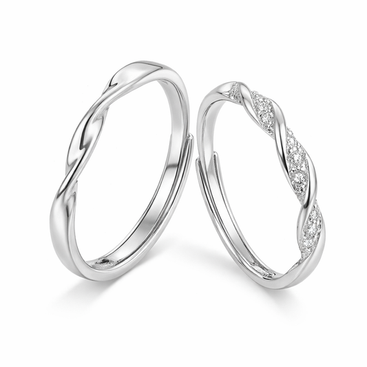 Twisted Sterling Silver Couple Rings