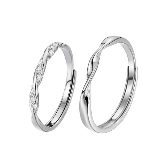Twisted Sterling Silver Couple Rings